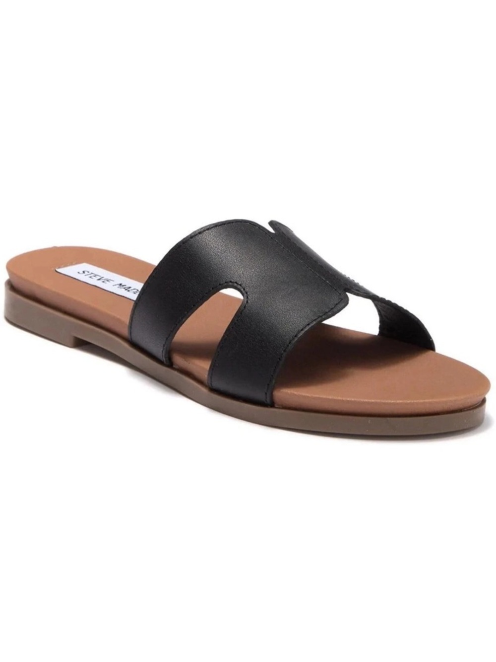 Steve Madden Black Leather Hayden/Hoku Slide Sandals New Size 11